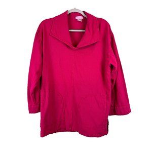 Soft Surroundings Pullover Berry Fuschia Pink Sweater Tunic Pockets Top S